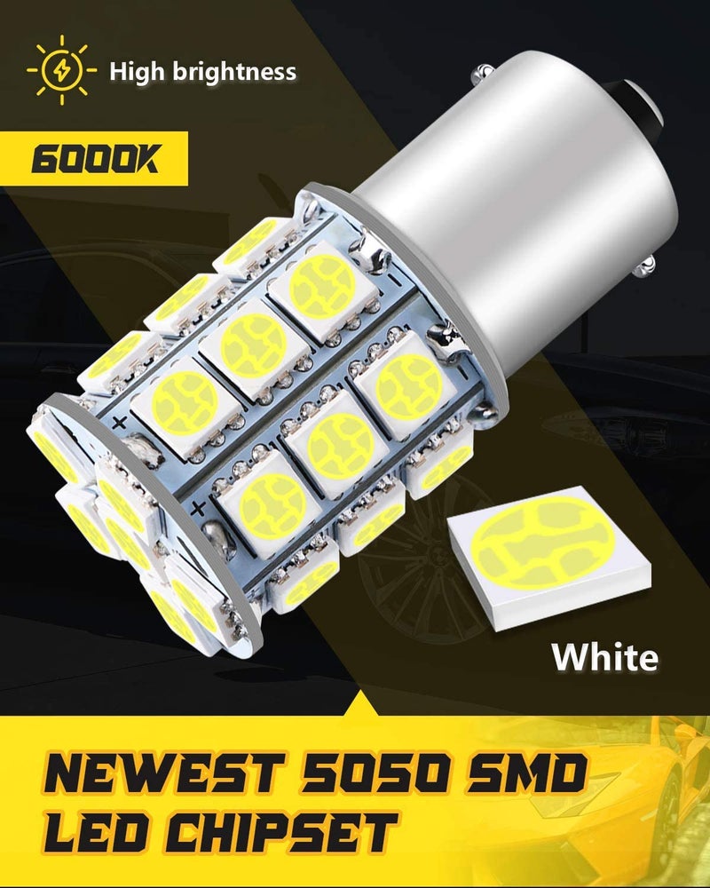 Qoope 1156 1141 BA15S 1003 1073 7506 LED Bulbs White 5050 27-SMD Replacement Lamps for 12V RV Ceiling Dome Light/RV Interior Lighting Travel Trailer/Camper/Boat/Yard Light - Pack of 10 - Image 4